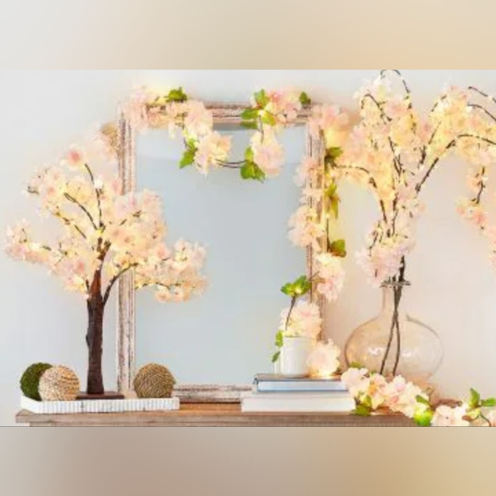 Battery Operated Twinkle Light Cherry Blossom Home Decor 3 Piece Bundle